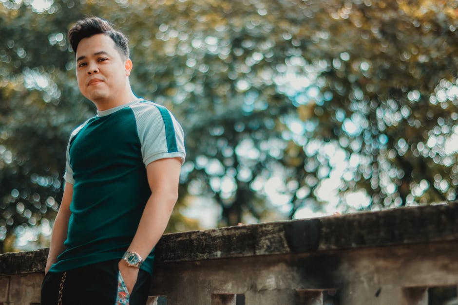 man confidently smiling